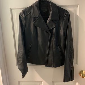 Ann Taylor. Ladies size small, motorcycle jacket, black faux leather.